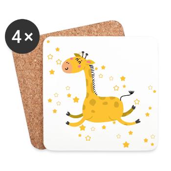 Giraffe mit Sternen | Modern | Boho-Style Kinder - Untersetzer (4er-Set) - Weiß - Vorne