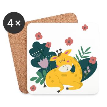 Giraffe im Dschungel | Boho-Style für Kinder - Untersetzer (4er-Set) - Weiß - Vorne