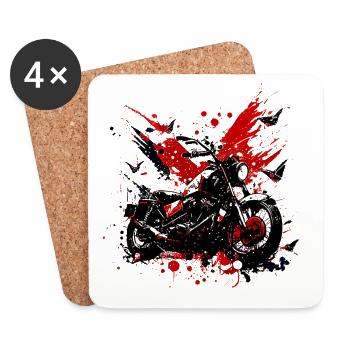 Cooles Vintage Motorrad Chopper Trash Polka Style - Untersetzer (4er-Set) - Weiß - Vorne