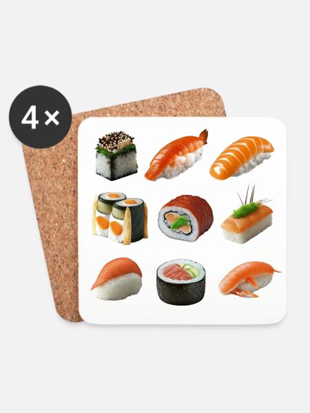 Unterschiedliche Sushi Variationen - Untersetzer (4er-Set) - Weiß