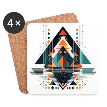 Cooles geometrisches ethno Motiv - Untersetzer (4er-Set) - Weiß - Vorne
