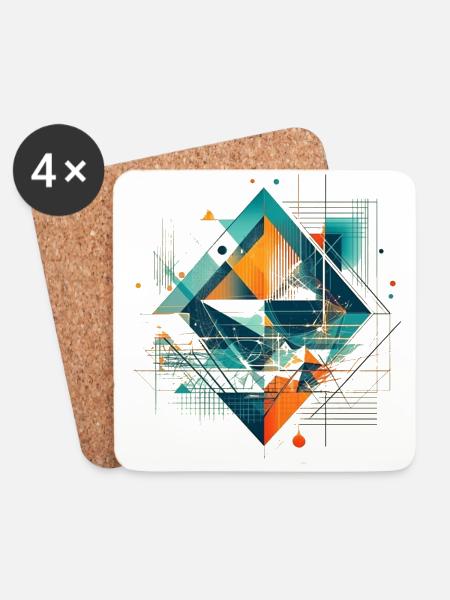 Cooles Geometrisches Ethno Motiv - Untersetzer (4er-Set) - Weiß