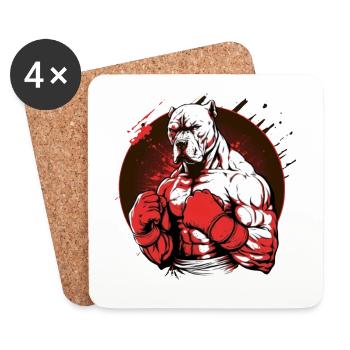 Combat Pitbull Dog Fighter - Dessous de verre (lot de 4) - blanc - Devant
