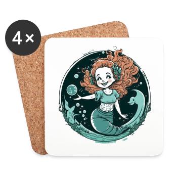 Mermaid with red hair - Coasters (set of 4) - white - Front