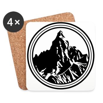 Berge Symbol Silhouette Kreis - Untersetzer (4er-Set) - Weiß - Vorne
