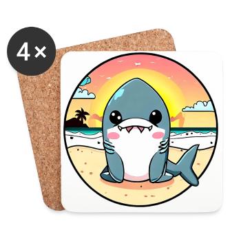 Entspannter Haifisch am Strand - Untersetzer (4er-Set) - Weiß - Vorne