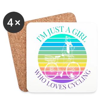 Ein gewöhnliches Mädchen, das gerne Fahrrad fährt - Untersetzer (4er-Set) - Weiß - Vorne
