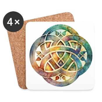 Symbole coloré des aquarelles à nœud celtique - Dessous de verre (lot de 4) - blanc - Devant