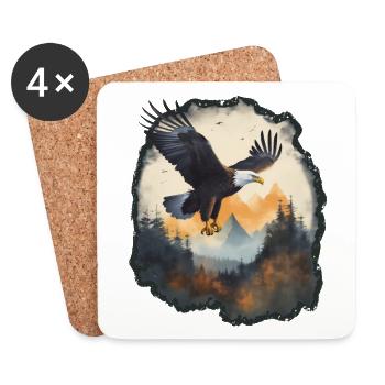 Conception d’aventure: Majestic Eagle - Dessous de verre (lot de 4) - blanc - Devant