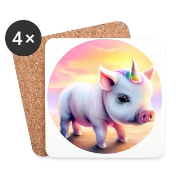 Unicorn pig in sunset - Coasters (set of 4) - white - Front