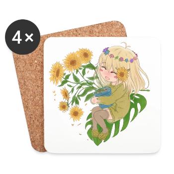 Meine besten Freunde sind Blumen - Untersetzer (4er-Set) - Weiß - Vorne
