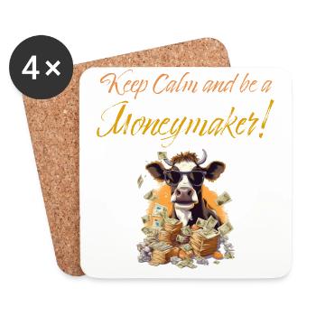 Cash Cow - Keep calm and be a moneymaker - Untersetzer (4er-Set) - Weiß - Vorne