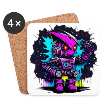 Evil Robot Series 009 - Coasters (set of 4) - white - Front