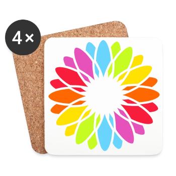 Rainbow Blossom Mandala - Coasters (set of 4) - white - Front