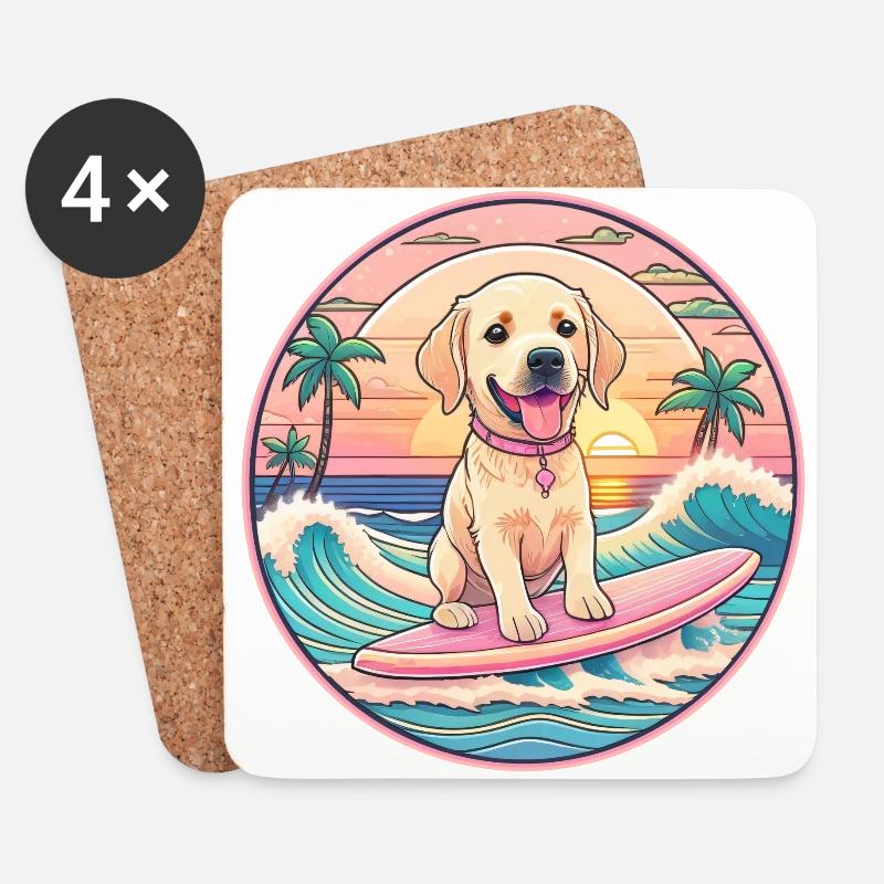 Labrador Retriever Surfer - Untersetzer (4er-Set) - Weiß