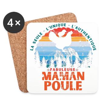 Fabuleuse Maman Poule - Dessous de verre (lot de 4) - blanc - Devant