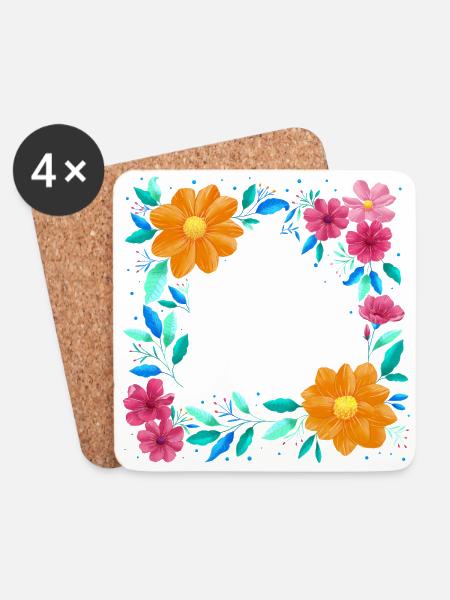 Blumenkranz in bunten Farben - Untersetzer (4er-Set) - Weiß
