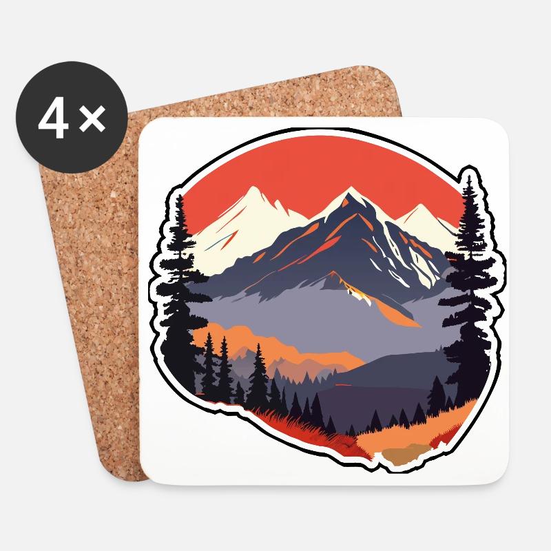 Mountains - Untersetzer (4er-Set) - Weiß