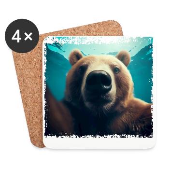 Bär Selfie im Unterwasserreich - Untersetzer (4er-Set) - Weiß - Vorne