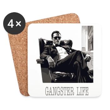 Chef de la mafia avec des lunettes de soleil « Gangster Life » - Dessous de verre (lot de 4) - blanc - Devant