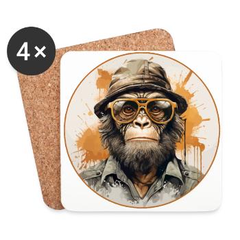 Singe sérieux #6 - Dessous de verre (lot de 4) - blanc - Devant