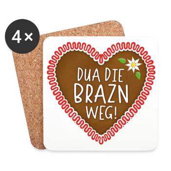 Dua Die Brazn Weg! Lebkuchenherz - Untersetzer (4er-Set) - Weiß - Vorne