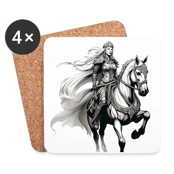 Stolze Walküre Brunhilde reitet auf einem Pferd - Untersetzer (4er-Set) - Weiß - Vorne