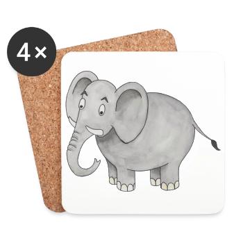 Elefant niedlich Kinder Geschenk Safari Zoo Rüssel - Untersetzer (4er-Set) - Weiß - Vorne