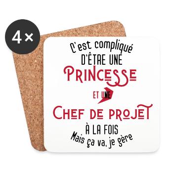 C'est compliqué d'être Princesse Chef de Projet - Dessous de verre (lot de 4) - blanc - Devant
