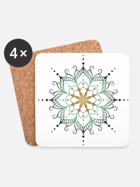 Mandala in kalten Farben - Untersetzer (4er-Set) - Weiß