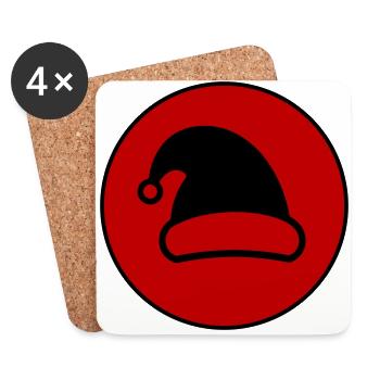 Bonnet de Noël, chapeau de Noël - Dessous de verre (lot de 4) - blanc - Devant