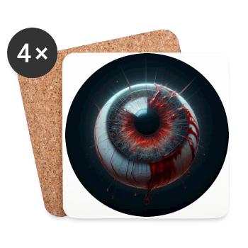 ŒIL, Fantôme, Peur, Horrible, Cauchemar, Magie Noire - Dessous de verre (lot de 4) - blanc - Devant