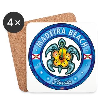 Madeira Strand Meeresschildkröte Hibiskus - Untersetzer (4er-Set) - Weiß - Vorne