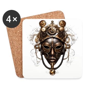 Victorian Steampunk Mask - Coasters (set of 4) - white - Front