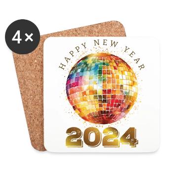 Bonne année 2024 - Dessous de verre (lot de 4) - blanc - Devant