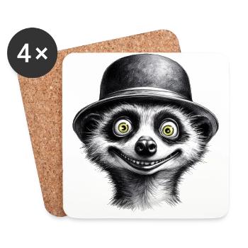 Meerkat in a hat - Coasters (set of 4) - white - Front