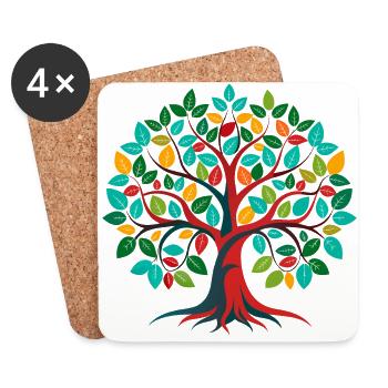 Arbre de vie - Dessous de verre (lot de 4) - blanc - Devant