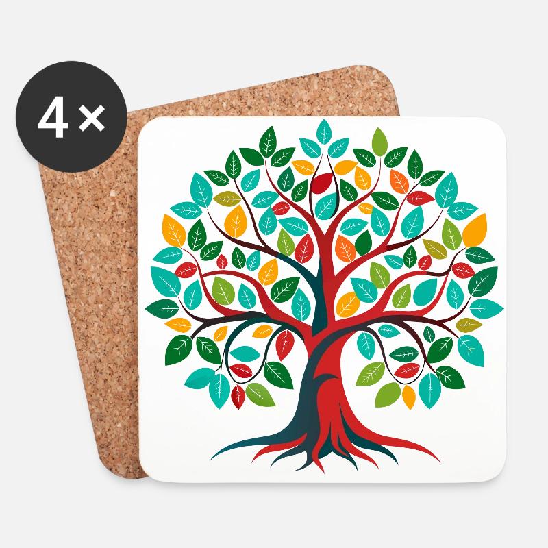 Baum des Lebens - Untersetzer (4er-Set) - Weiß