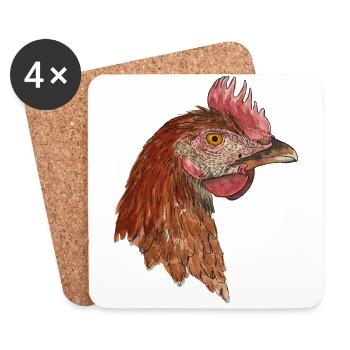 Poule Rhode Iceland Red Farmer Farmer - Dessous de verre (lot de 4) - blanc - Devant