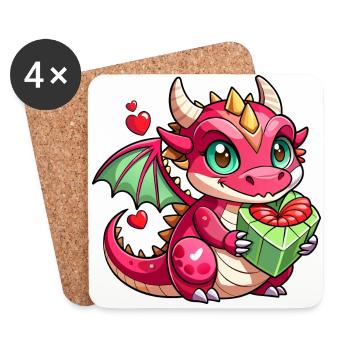 Dragon coloré - Dessous de verre (lot de 4) - blanc - Devant