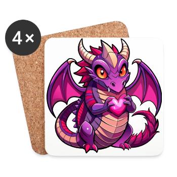Dragon coloré - Dessous de verre (lot de 4) - blanc - Devant