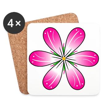 pink blossom floral pattern floral tendril flower meadow - Coasters (set of 4) - white - Front