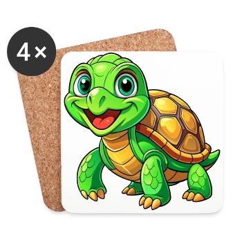 Mega Cute Turtle - Coasters (set of 4) - white - Front
