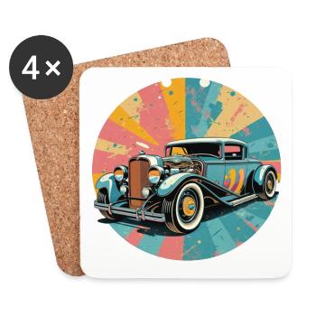 Retro Hot Rod - Coasters (set of 4) - white - Front
