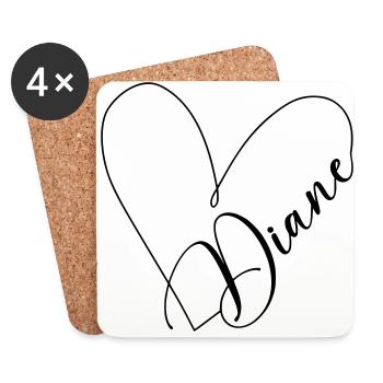 Diane Nom Ligne de coeur - Dessous de verre (lot de 4) - blanc - Devant