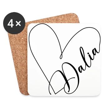 Dalia Name Heart Line - Coasters (set of 4) - white - Front