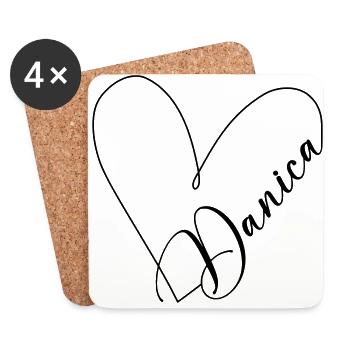 Danica Name Heart Line - Coasters (set of 4) - white - Front