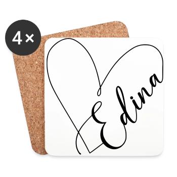 Edina Name Heart Line - Coasters (set of 4) - white - Front