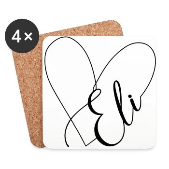 Eli Name Heart Line - Coasters (set of 4) - white - Front
