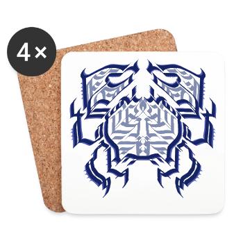 Crab Drawing Style Tattoo Calligraphy - Coasters (set of 4) - white - Front
